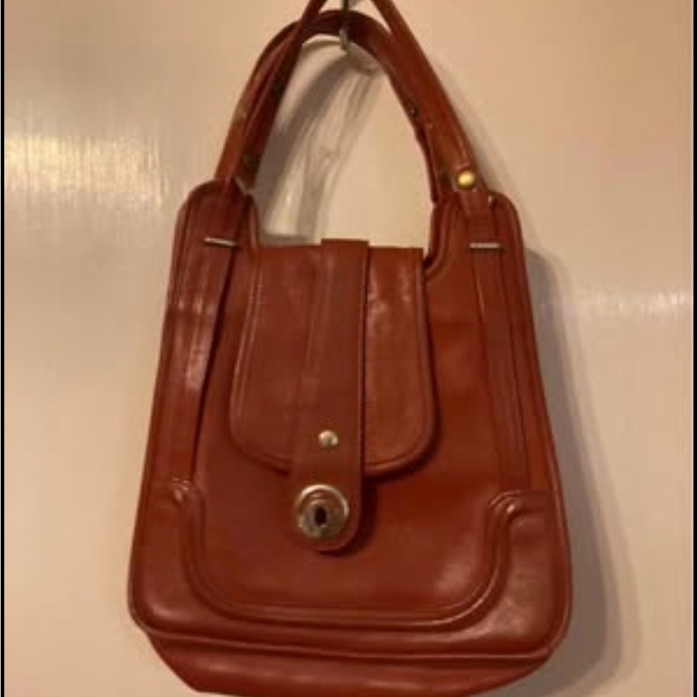 Vintage 1960 Zenith Elegant Brown Leather Handbag Purse
